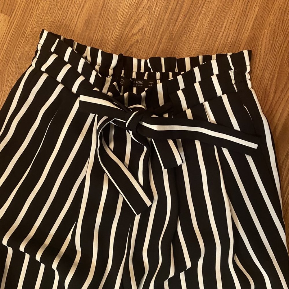 Zara Basics Striped Crop Pant sz US Small - Picture 4 of 6